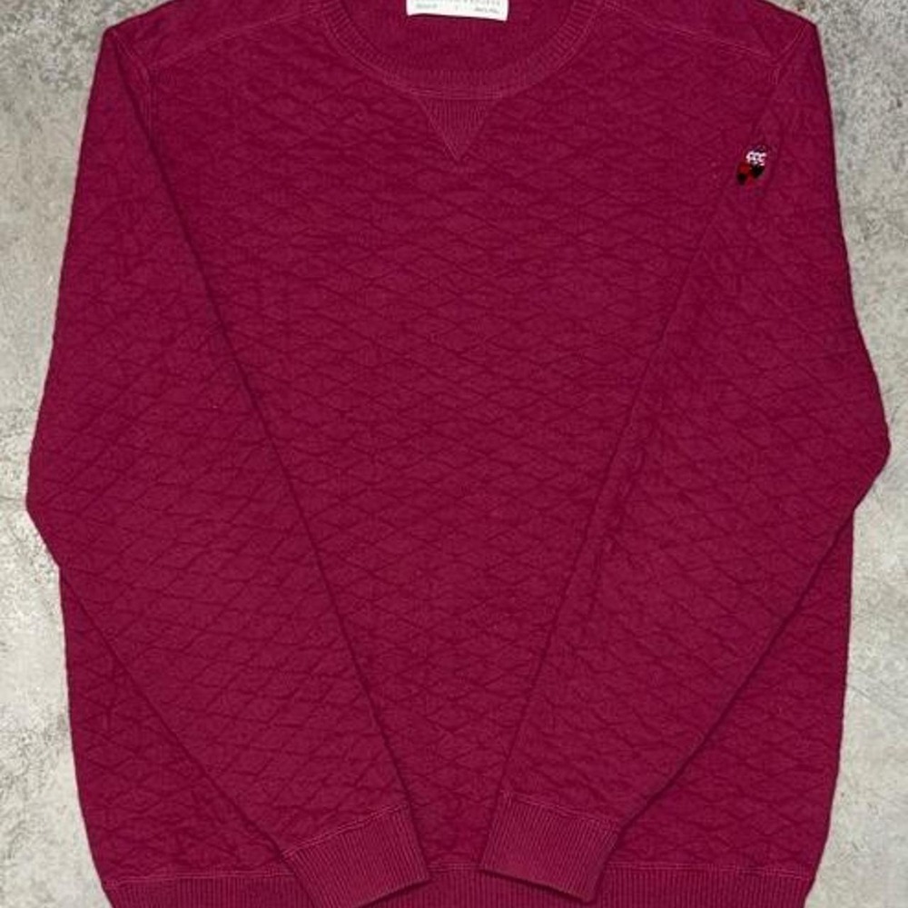 Holderness & Bourne Men's Quilted Maroon Red Golf Crewneck Sweatshirt Sz Large